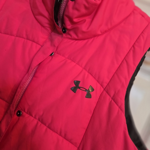 Under Armour Womens Puffer Vest Size Large Pink Insulated Full Zip - Picture 6 of 9
